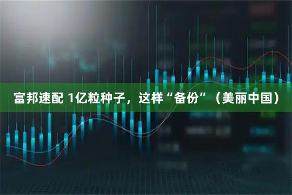 富邦速配 1亿粒种子，这样“备份”（美丽中国）